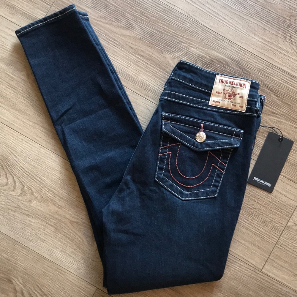NWT True Religion Mid Rise Super Skinny Jeans sz28